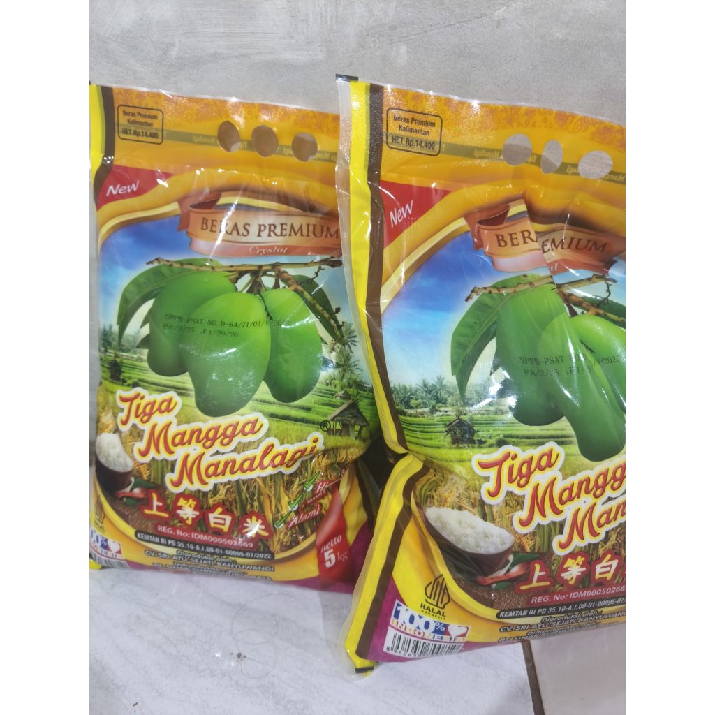 

beras 3 mangga manalagi 5kg premium