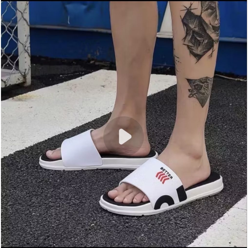 PROMO TERBARU SANDAL PRIA DEWASA / SANDAL UNISEX SLIP-ON PREMIUM KARET BETTER - F (FUSION)