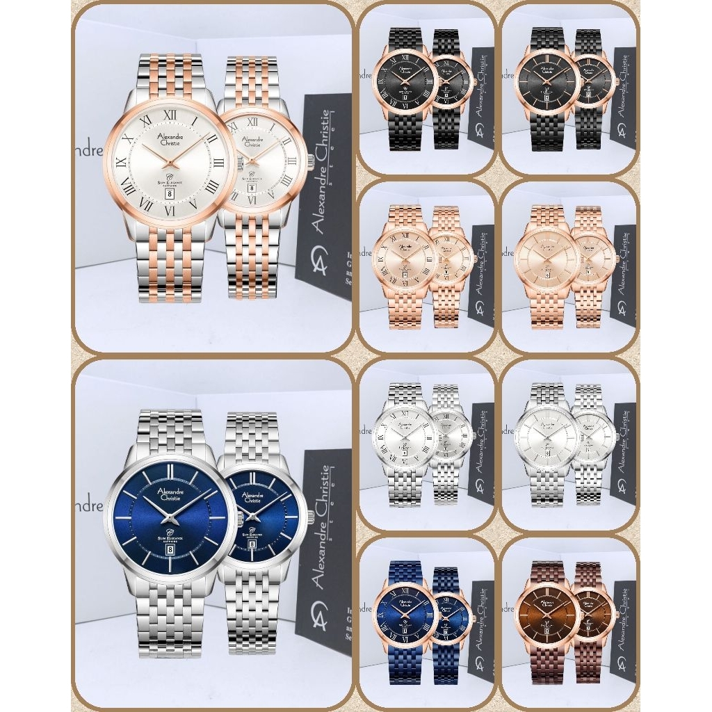Jam Tangan Couple Alexandre Christie 8709 AC8709 AC Couple Tali Besi / Stainless steel