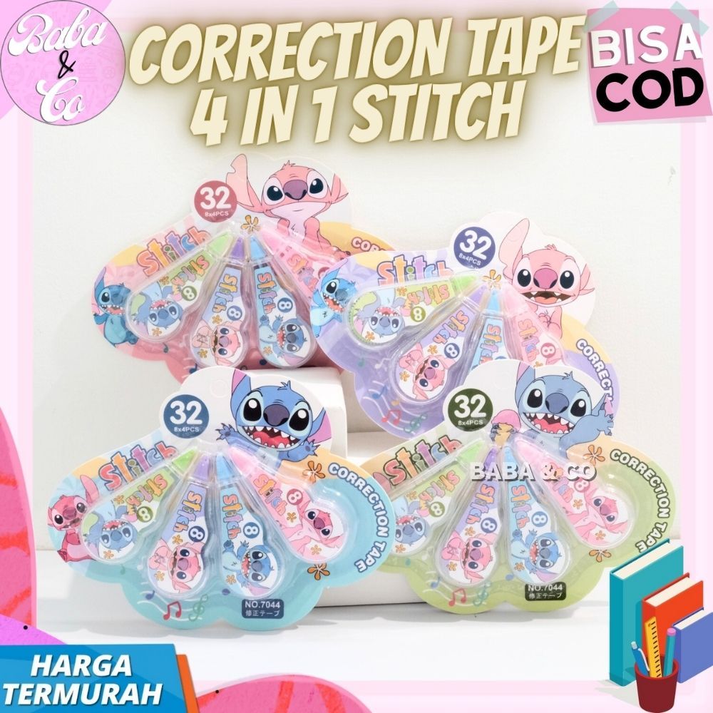 

CORRECTION TAPE 4 IN 1 STITCH LILO SERIES TIP EX KERING STITCH 1 SET 4pcs TIP X PITA STITCH LUCU UNIK IMUT CORRECTION TAPE STITCH BLUE LUCU MURAH COD