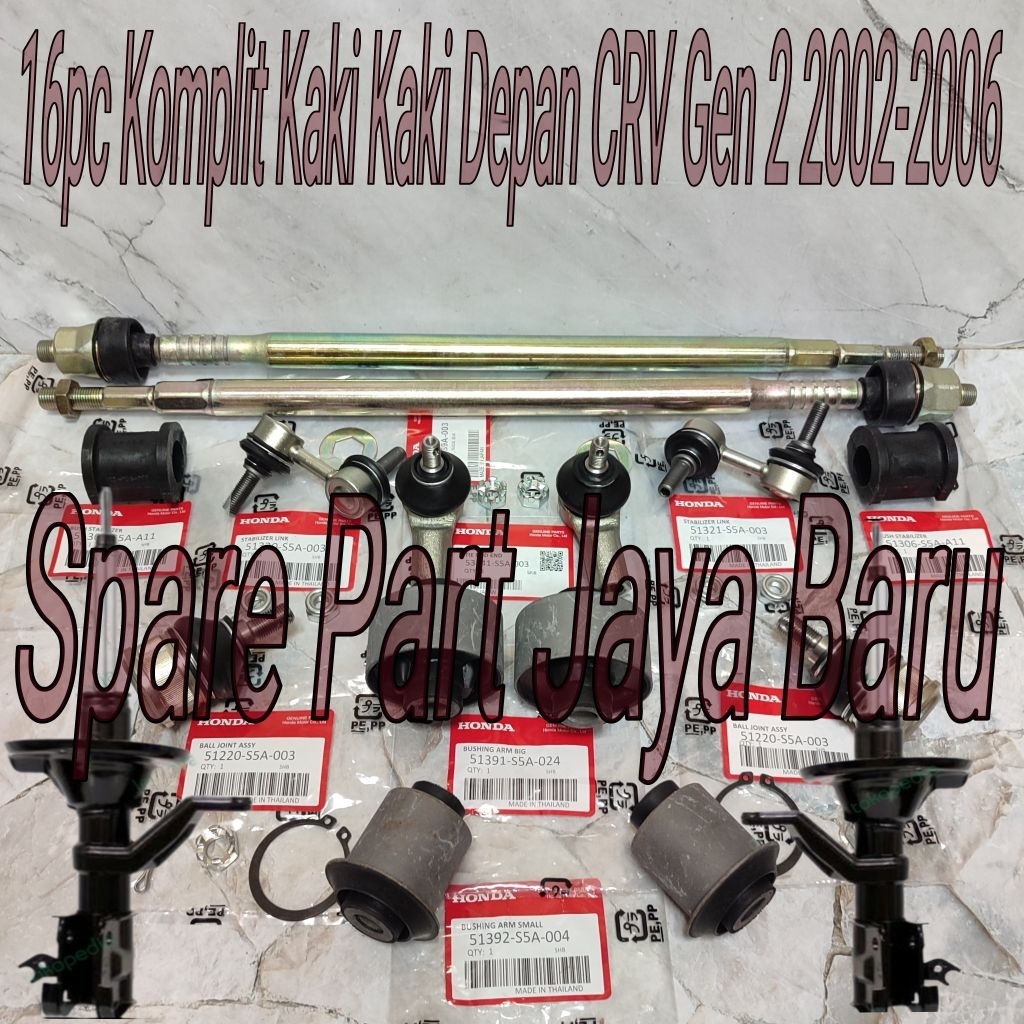Paketan Kaki Kaki Depan CRV Crv Gen 2 2002-2006 16pc Shock Breaker Depan Set Tie rod End Long Tie Ro