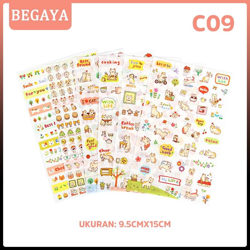 

BEGAYA Cute cartoon style creative transparent diary phone sticker