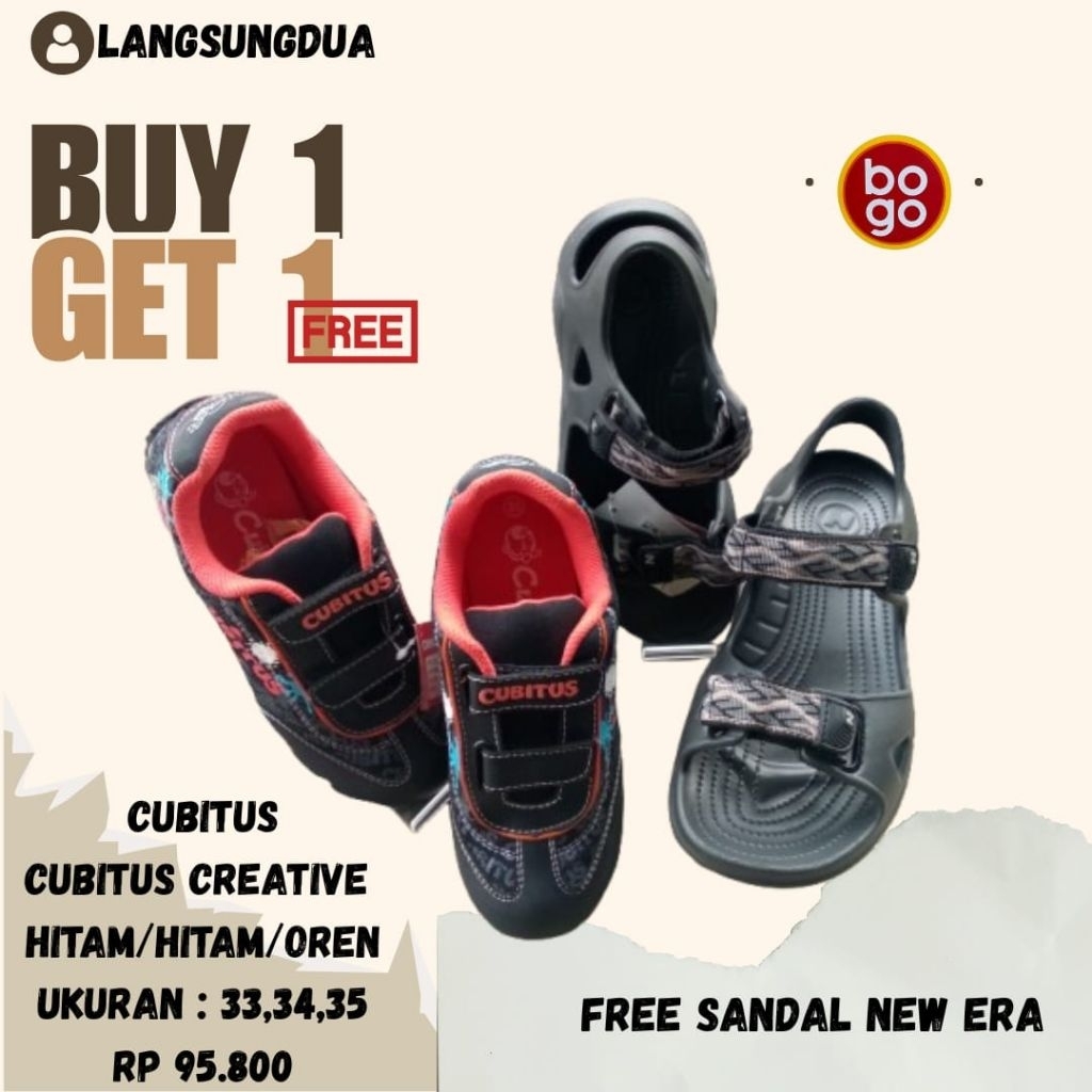 Sepatu anak cubitus hitam/oren