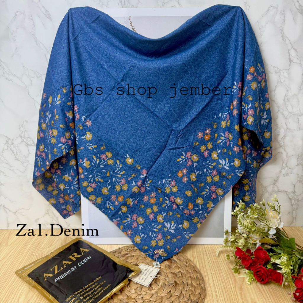 ECER motif Hijab Segiempat Azara Oskara ~ Bahan voal miracle ~ kemasan pouch ~ ukuran 110x110cm