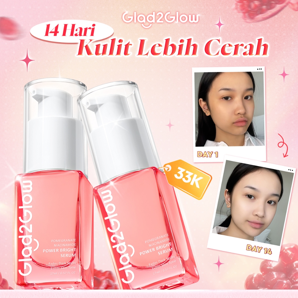 Glad2Glow Pomegranate Niacinamide Power Bright Serum G2G Serum Wajah Serum Glad2Glow Serum Pencerah 