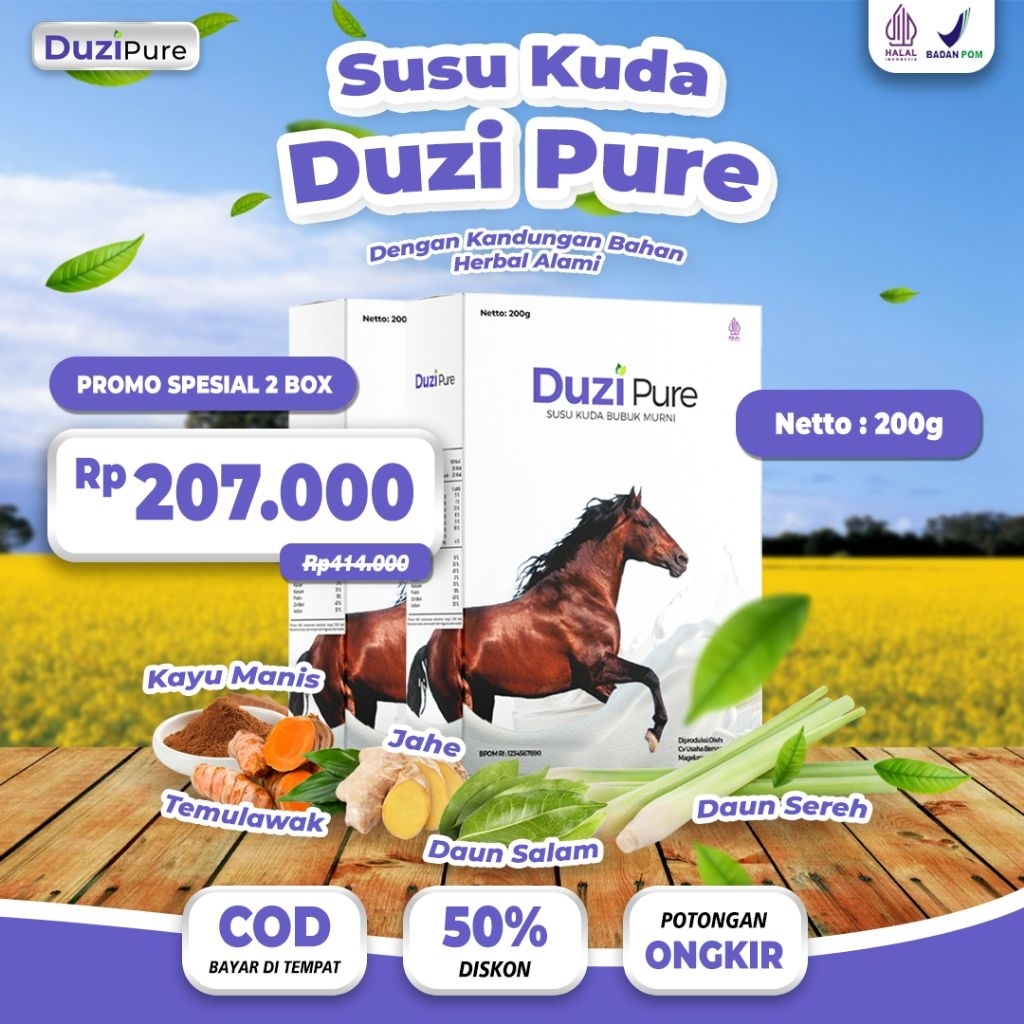 

Duzi Pure Susu Kuda Bubuk Alami Herbal Asli Lombok