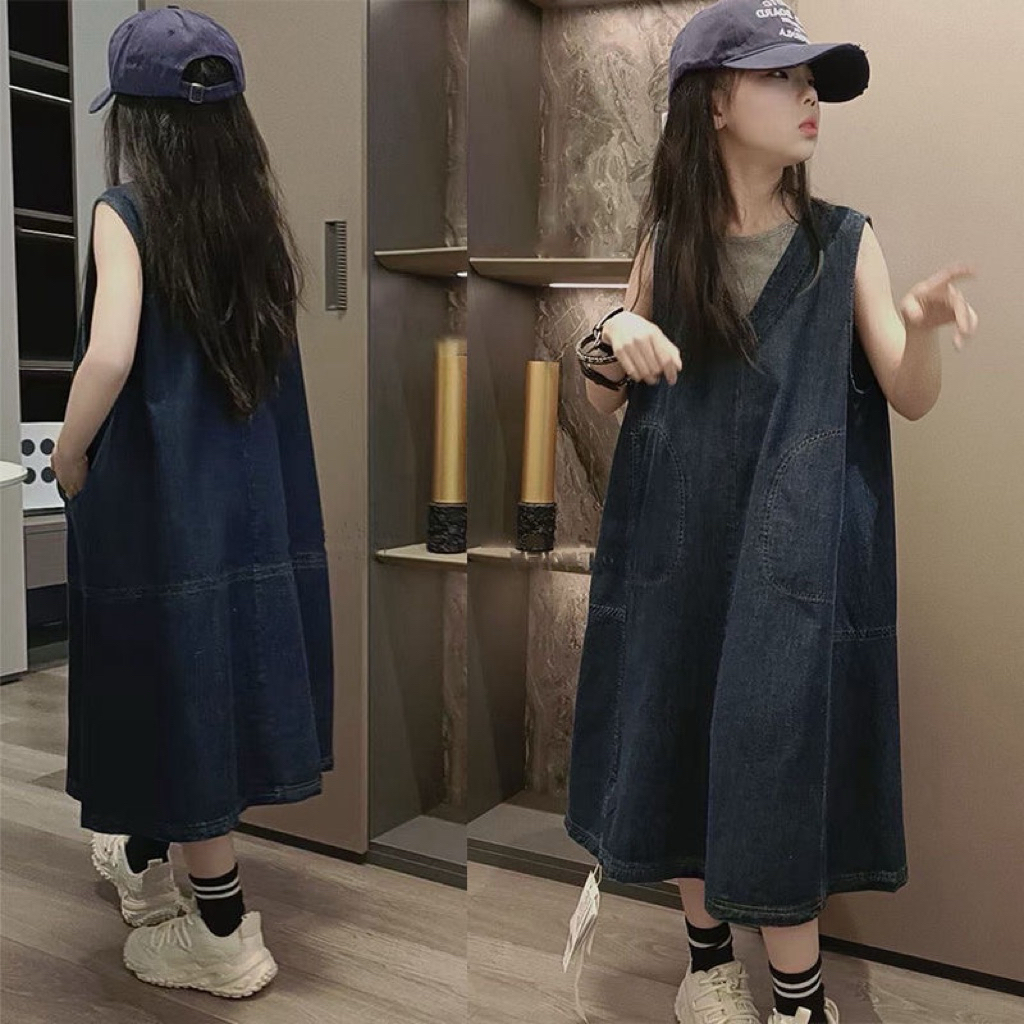 Dress Jeans Anak Import 100%/Dress Jeans Midi/Baby Doll Jeans Dress/Baju Anak Import/Baju Import Ana