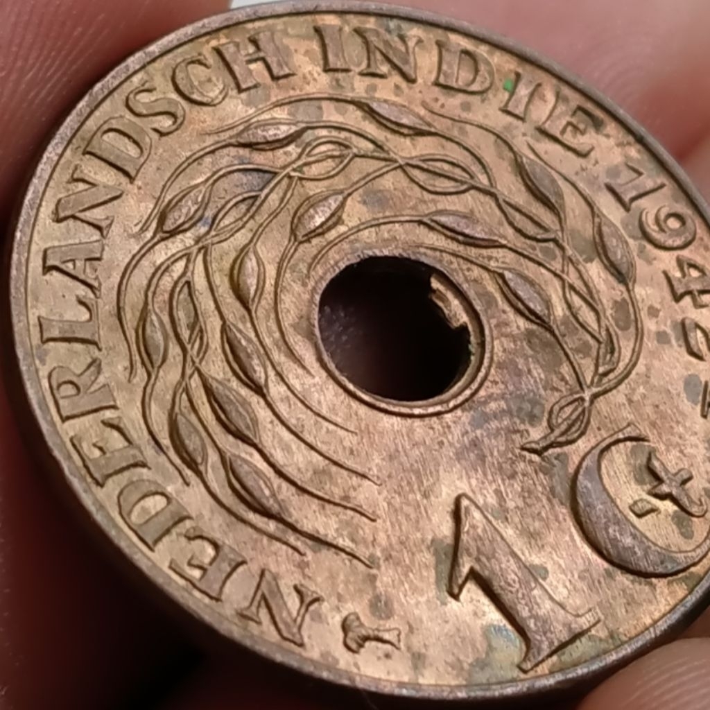 Koin Kuno Error Ned Indie 1 Cent bolong tahun 1942 kelebihan bahan