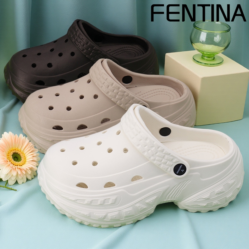 FENTINA Sandal Kodok Wanita Korea Wedges Sandal Baim Wanita Bunga Kekinian Sandal Sepatu Wanita