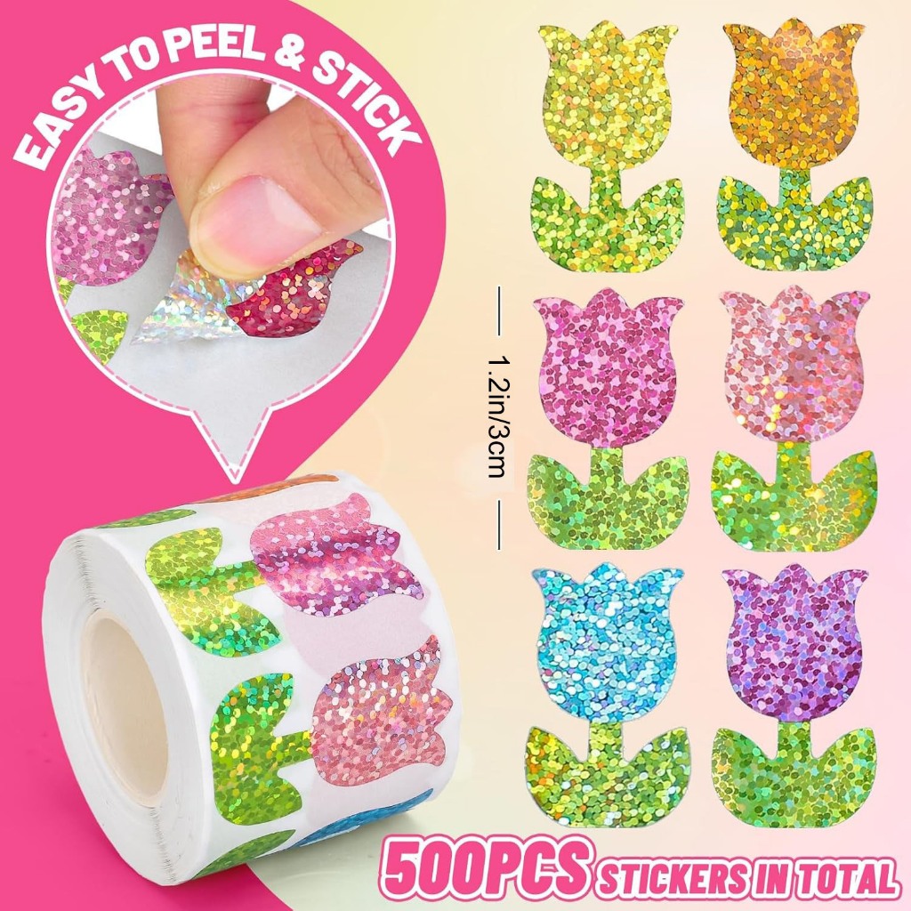 

Sticker Glitter Kartun Laser Label Decorative Hiasan Kado Diary Jurnal Scrapbook Album (1 Roll/ ±500 pcs)