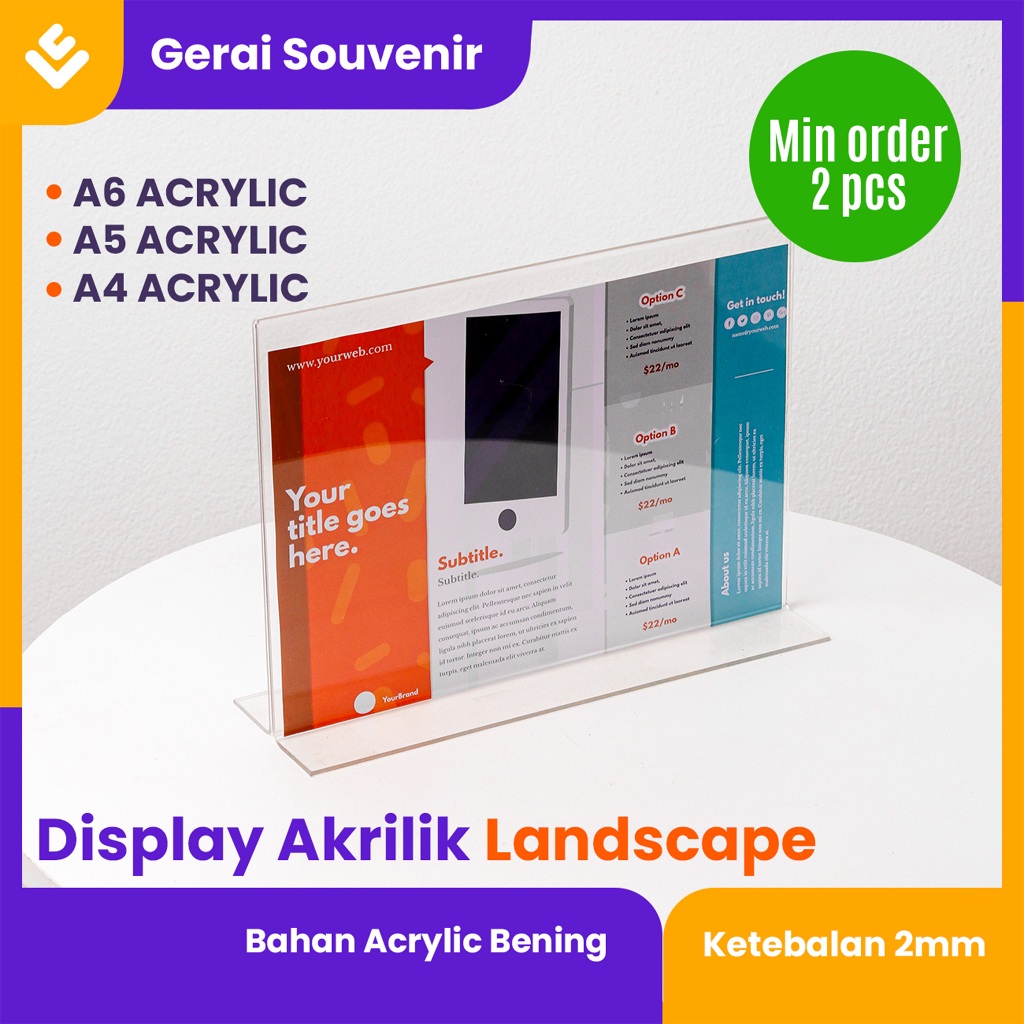 

Display Menu Akrilik Standing Acrylic Papan Tempat Meja Minimalis Landscape A6 A5 A4