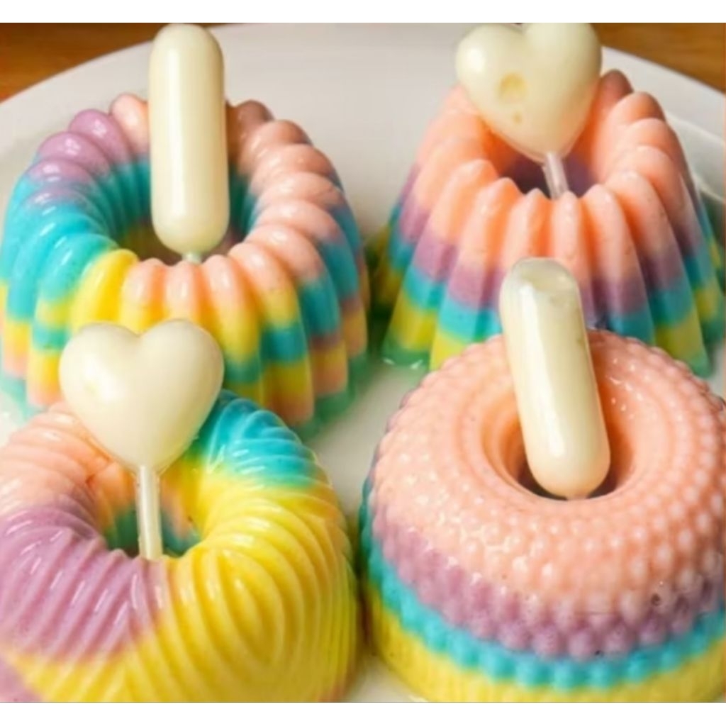 Pipet fla puding 1 pack isi 10pcs/ pipet fla bentuk bulat /panjang/ love /sun flower/bunga Fla pudin