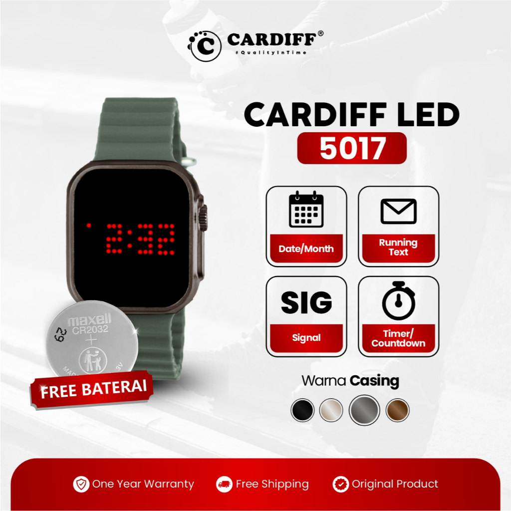 CARDIFF LED 5017 Dark Grey Series Jam Tangan Digital Water Resist