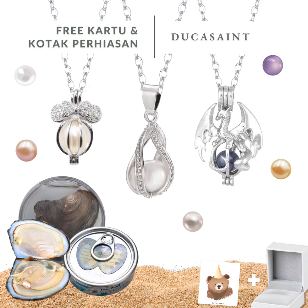 DucaSaint - Wish Pearl Necklace | Asli Mutiara Air Tawar Kalung Stainless Steel Viral Hadiah Hampers