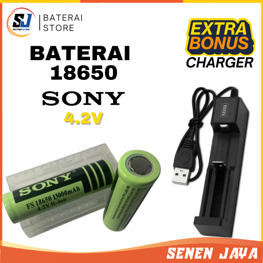 FREE CHARGERBATERAI 18650 BATRE 18650 Baterai 18650 Original 18650  4.2V Sony 13000 mAh Batre Sony 1