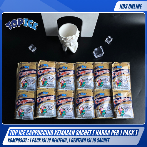 

Top Ice Cappuccino Sachet – Isi 1 Pack (12 Renteng x 10 Sachet) | Minuman Cappuccino Nikmat & Creamy