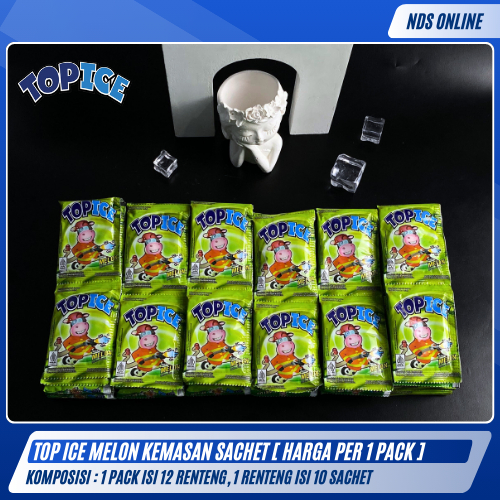 

Top Ice Melon Sachet – Isi 1 Pack (12 Renteng x 10 Sachet) | Minuman Rasa Melon Segar & Creamy