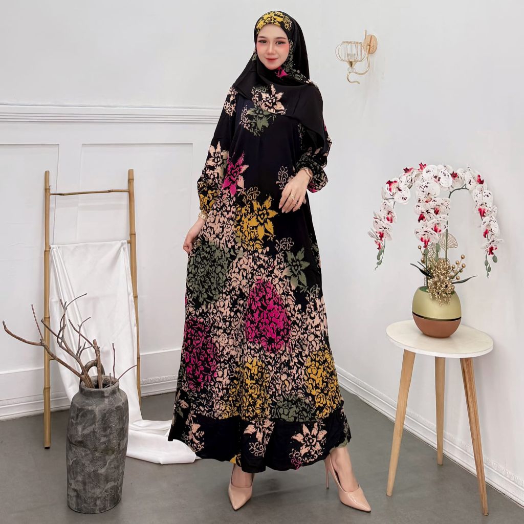 Gamis hijab monica c52a - gamis batik Hijab - gamis set hijab - gamis batik hijab kekinian - gamis k