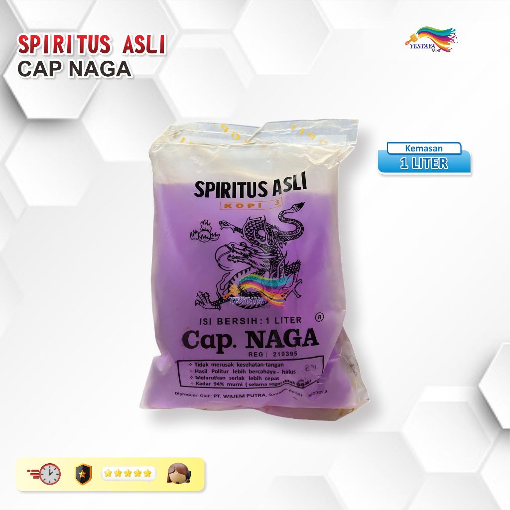 Spiritus Cap NAGA / Pirtus Naga / Spirtus ASLI CAP NAGA 1 liter asli / Pelarut POLITUR