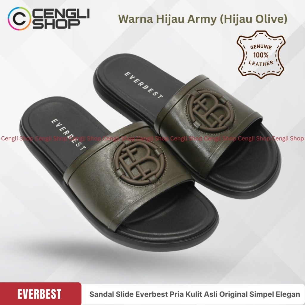 SANDAL SLIDE EVERBEST PRIA ORIGINAL CASUAL BRANDED HIJAU EM23
