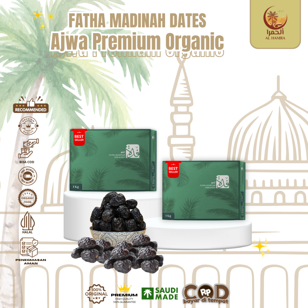 

Kurma Ajwa 1Kg Premium Organic Jumbo | Kurma Nabi | Original Madinah/Saudi Arabia | Super Grade A