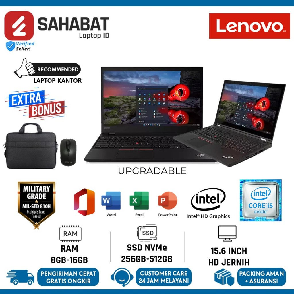 Laptop murah Lenovo Thinkpad L570 L14 L480 Intel I5 7200u 16GB 512GB Win10 Pro