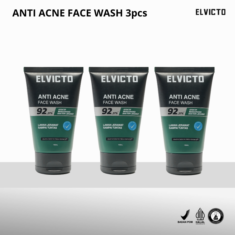 [NON SLS] ELVICTO Triple Pack Anti Acne Face Wash | Anti Acne Face Wash 3pcs