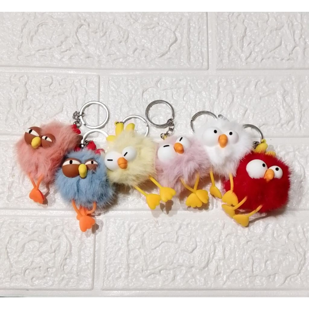 Gantungan Kunci Gantungan Tas Ayam Bentuk Bulu Karakter Lucu Keychain Luyu Piyak 5cm