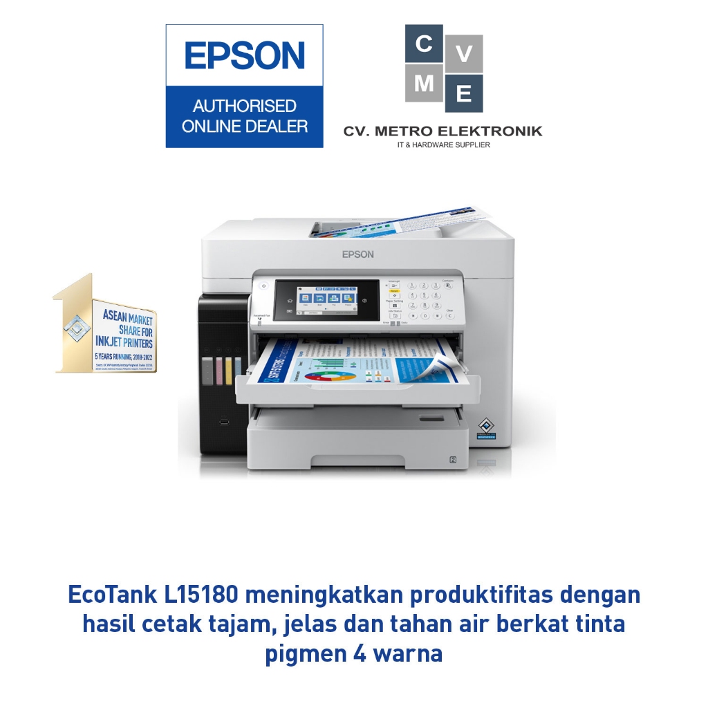 EPSON Printer EPSON L15180 L-15180 L 15180 A3 Duplex ADF Wifi Pigment All in One Resmi
