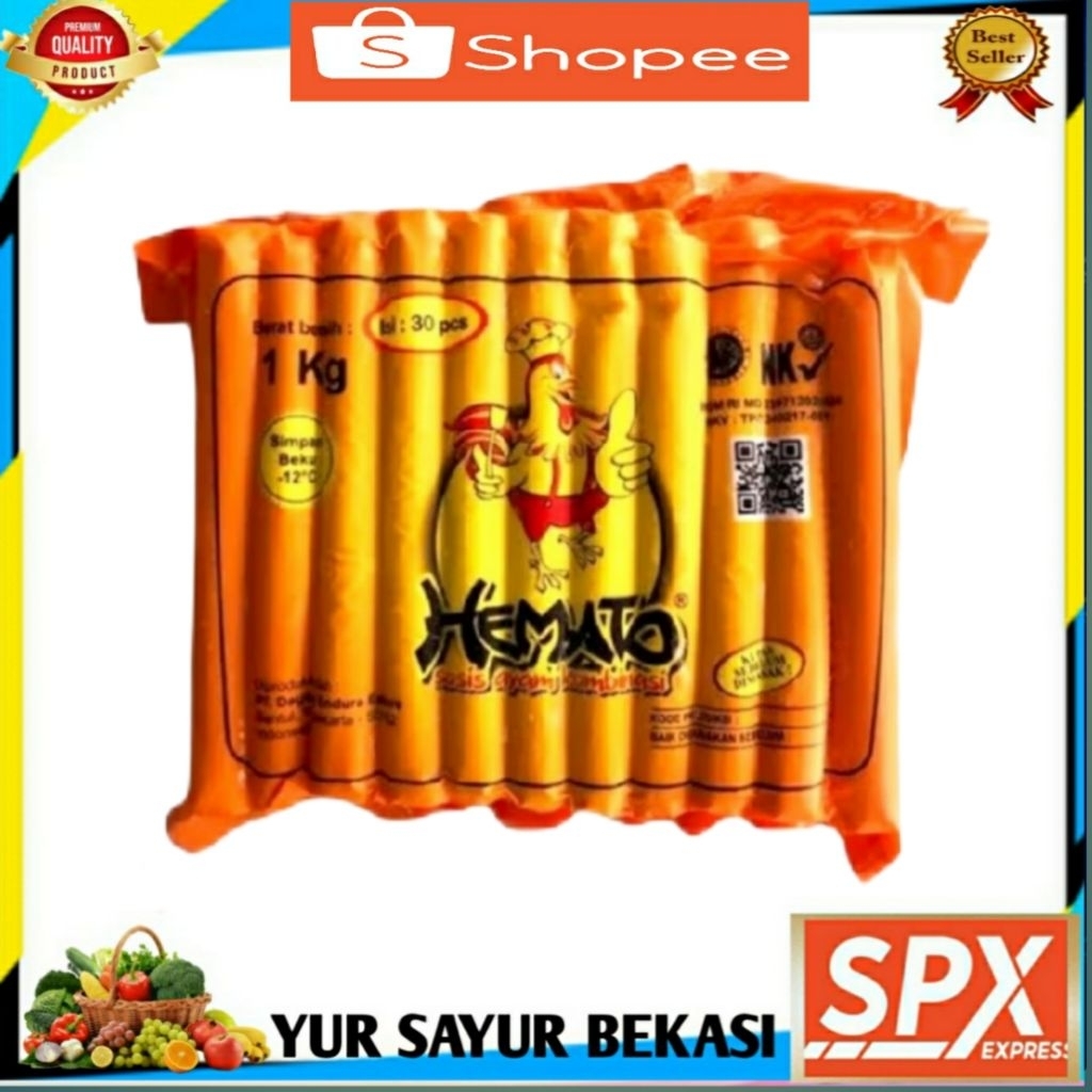 

Sosis Ayam Hemato/Hemato Sosis Ayam 1kg (isi 30).