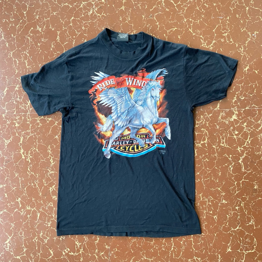 Kaos Vintage Harley Davidson 3D Emblem 1990