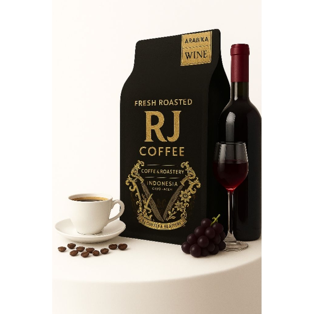 

Kopi WINE Arabika permentasi proses asli Aceh Gayo Grade 500gram kualitas eksport//Bubuk kopi/Rosteang Bean - RJ Coffee
