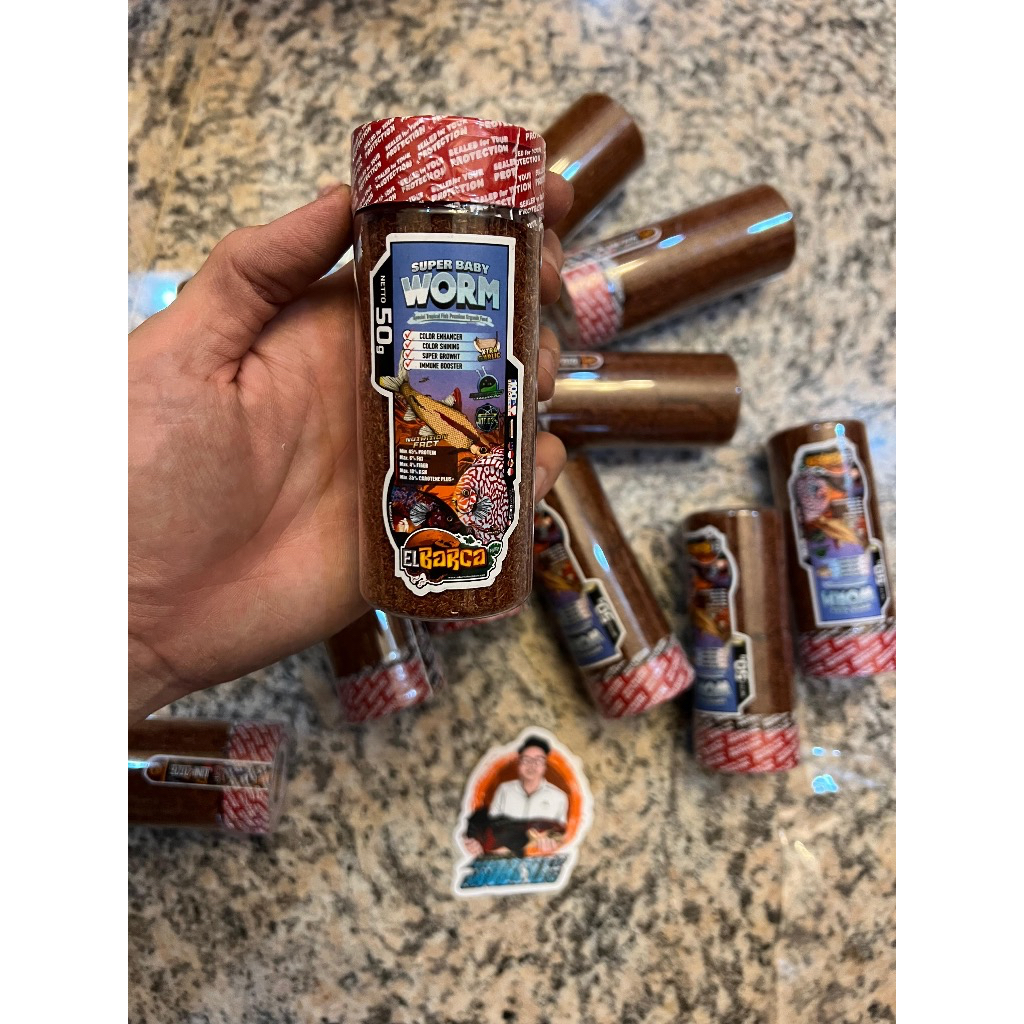 Pelet Tropical Premium Fish (cacing kering kecil) BARCA SUPER BABY WORM pakan ikan discuss cupang de