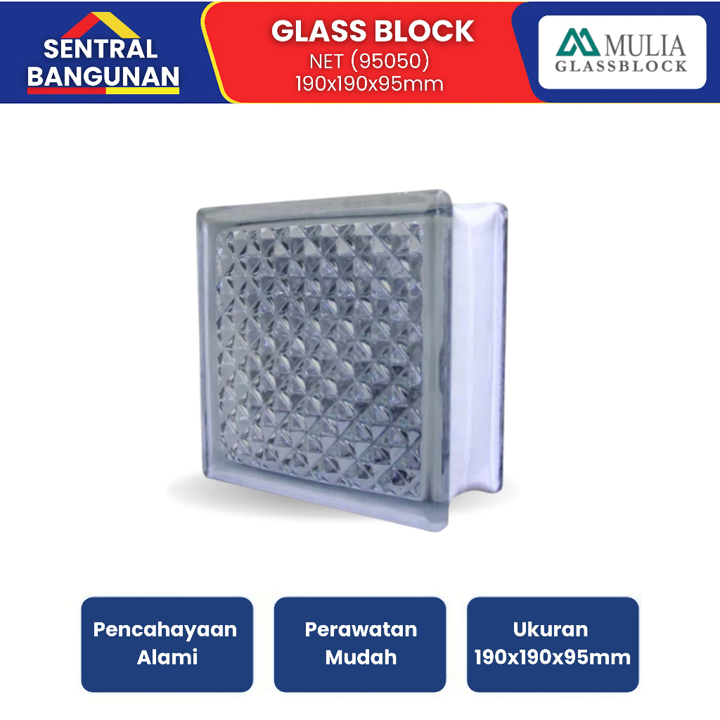 Mulia Glass Block / Glass Blok Kaca Rumah Baru Motif Net 95050 | 1 buah (1 pcs)