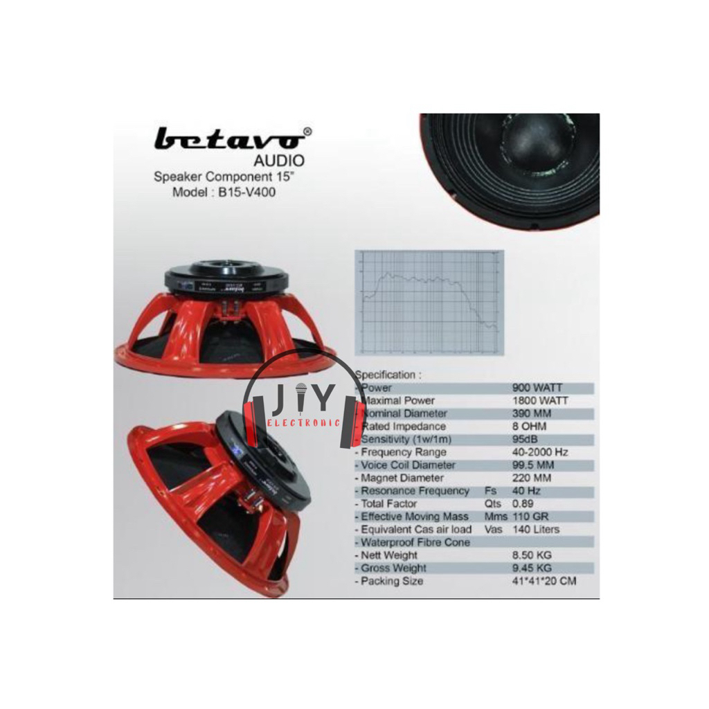 Speaker Komponen Betavo 15 Inch B15-V400 B15 V400 B15V400