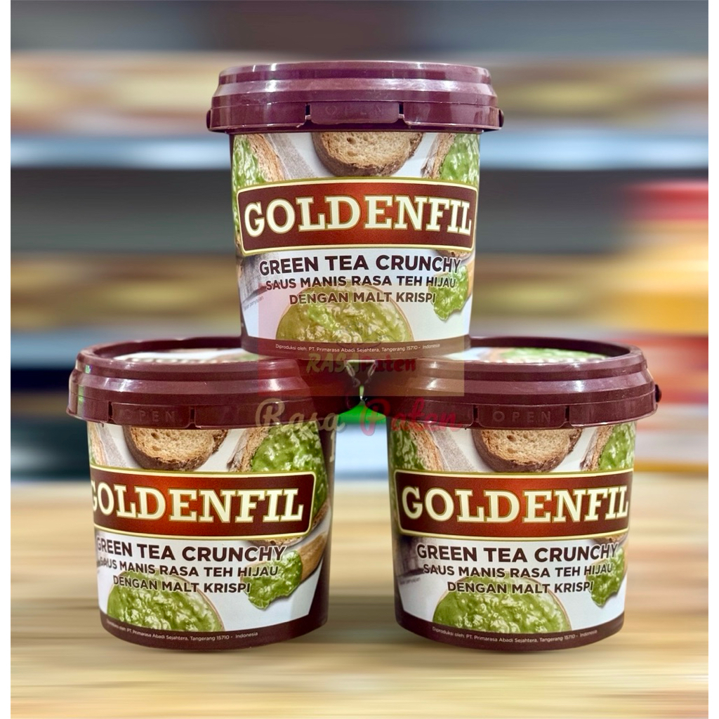 

GOLDENFIL GREEN TEA CRUNCHY 1 kg Premium Halal BPOM RI COD Pail Ember Satuan