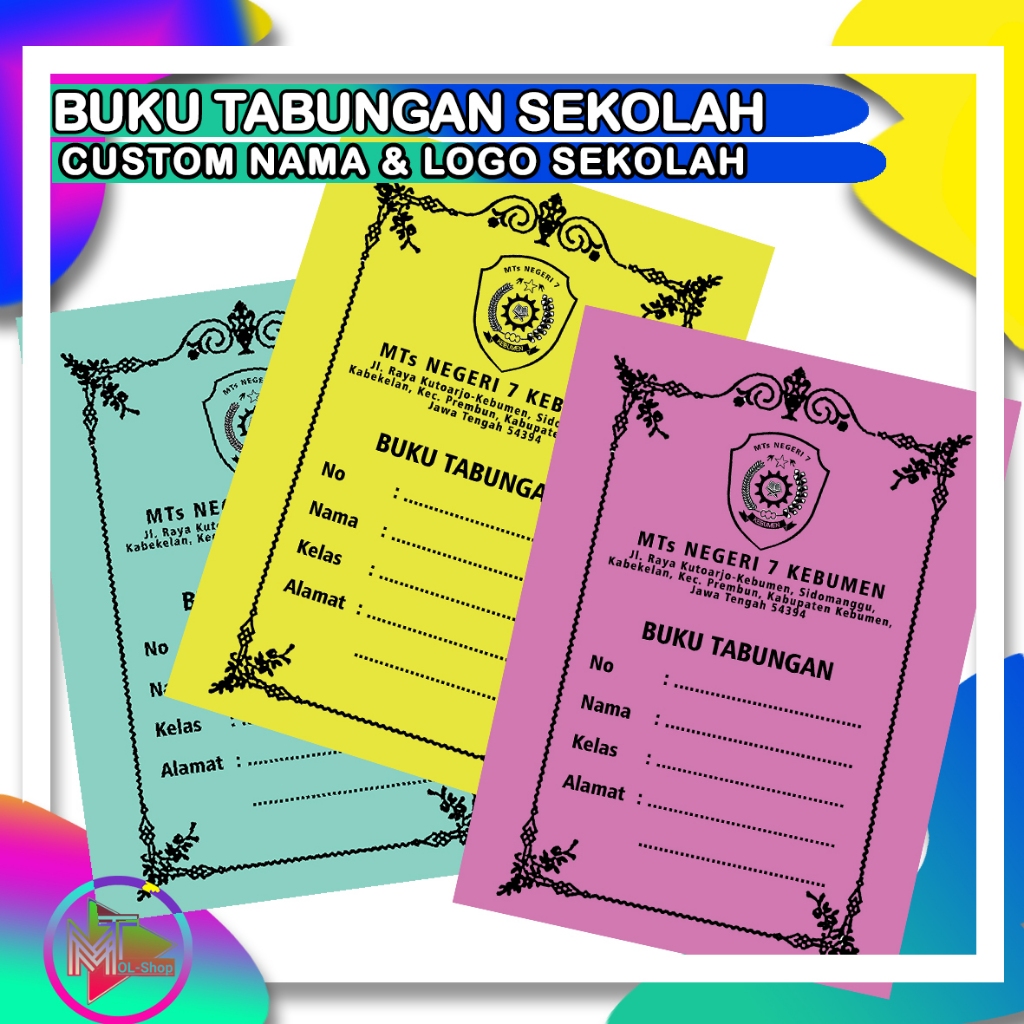 

Buku Tabung Sekolah Custom Nama & Logo