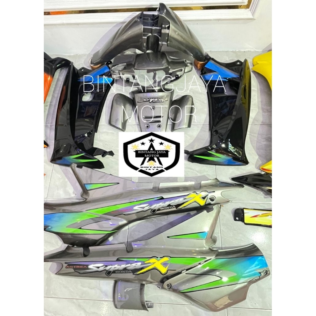 cover body halus honda Supra x lama hitam abu body fullset Honda Supra x lama body fullset Supra x l