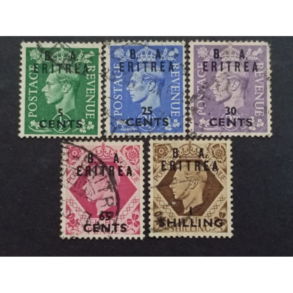 

Prangko Militer Inggris di Eritrea 1950 King George VI - Overprinted B. A. - ERITREA
