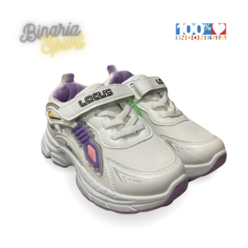 Sepatu Sekolah Anak SD SMP Feminim Locus UVV Warna Putih Ungu Original