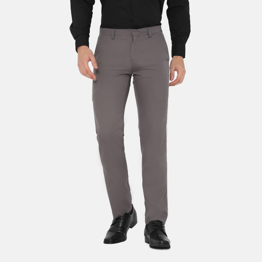 BAROSSO - Hamilton Slim Fit Long Pants | Celana Panjang Bahan Formal Pria - Abu / Grey