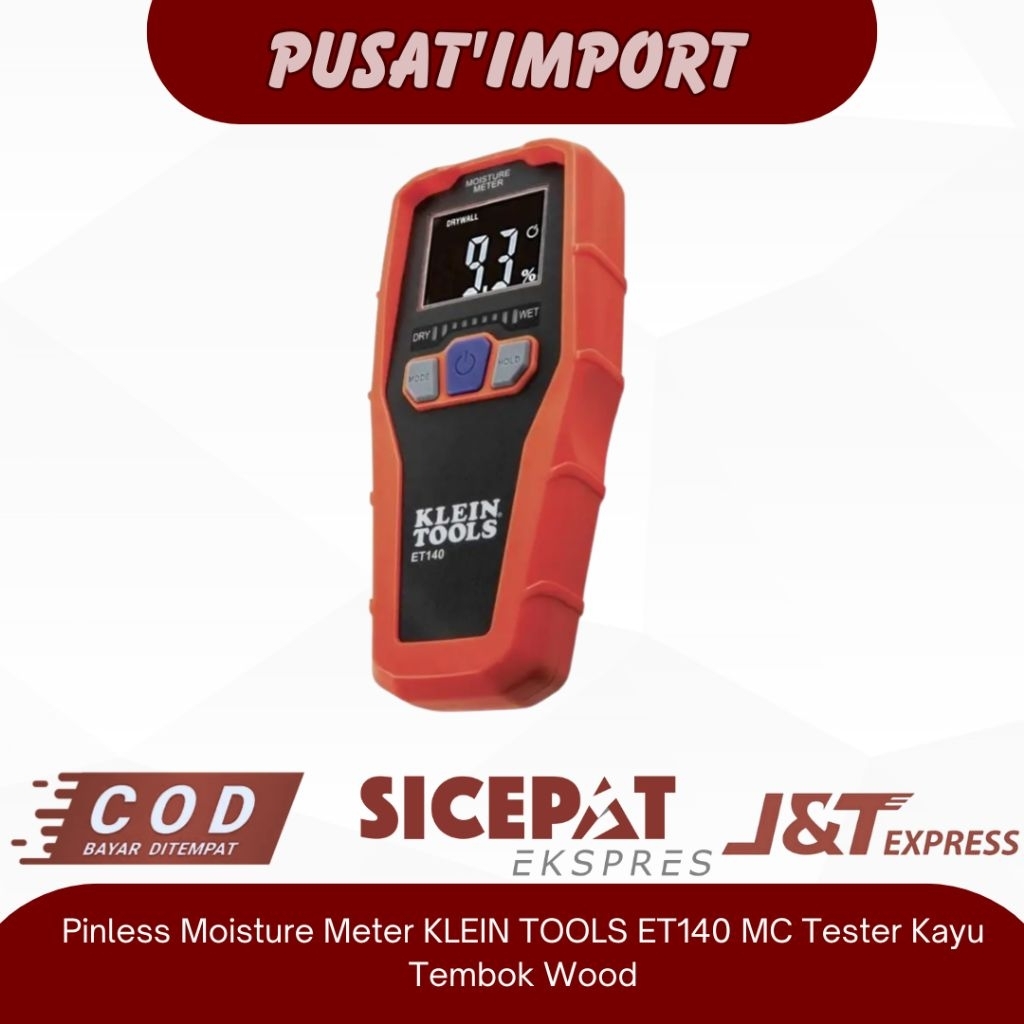 Pinless Moisture Meter KLEIN TOOLS ET140 MC Tester Kayu Tembok Wood