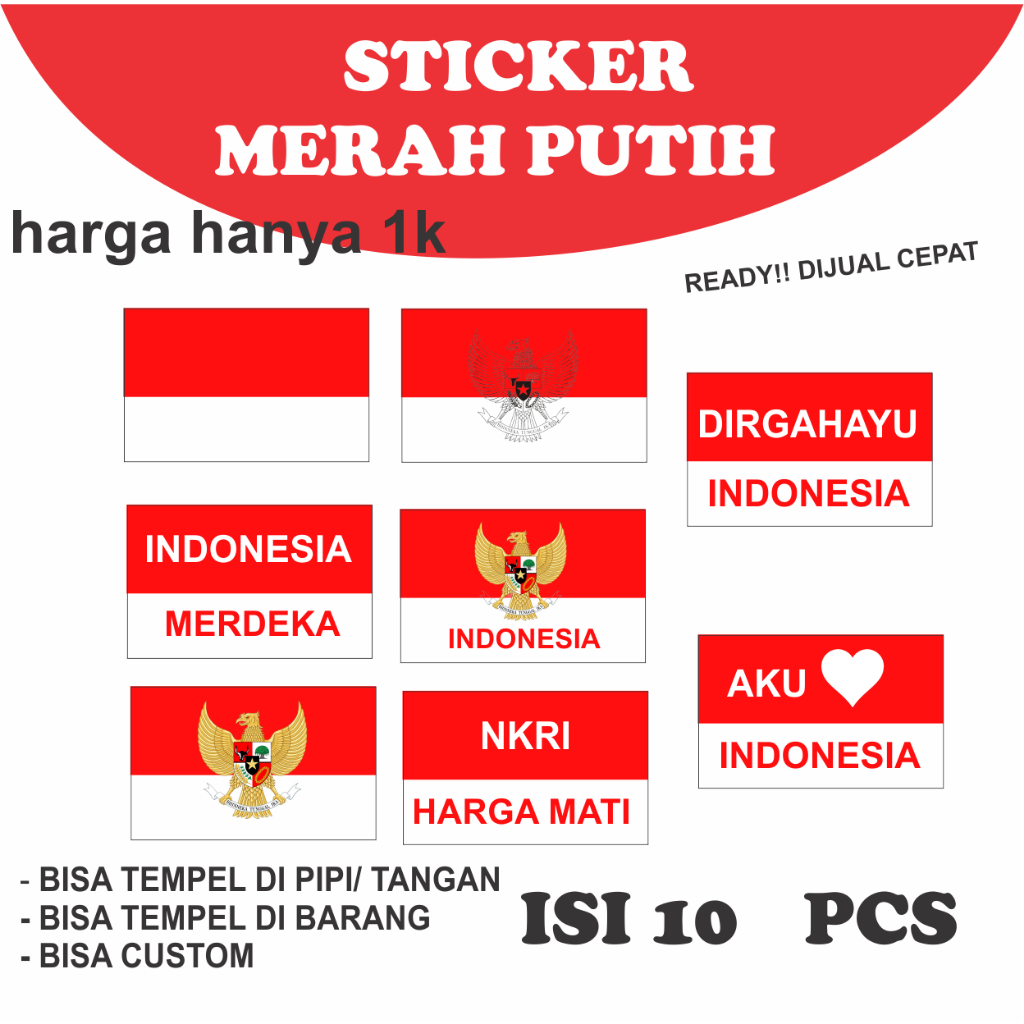 

STICKER MERAH PUTIH/AGUSTUSAN/17 AGUSTUS/MERAH PUTIH/MERDEKA/PAHLAWAN