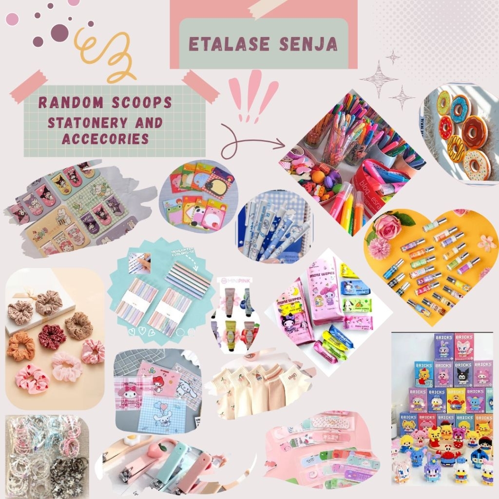 

RANDOM SCOOP STATIONERY AND ACCESORIES//Serok keberuntungan aksesoris dan alat tulis