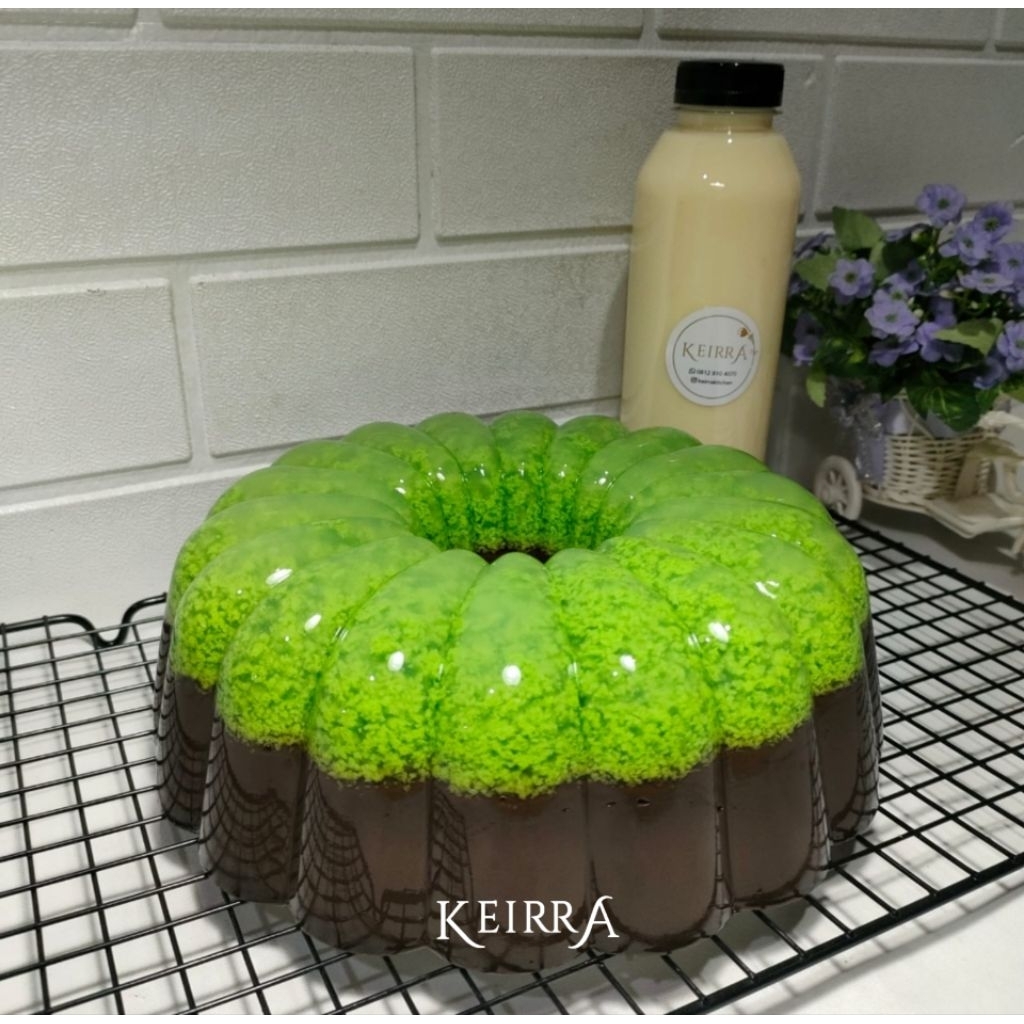 Puding Lumut Pandan Cokelat