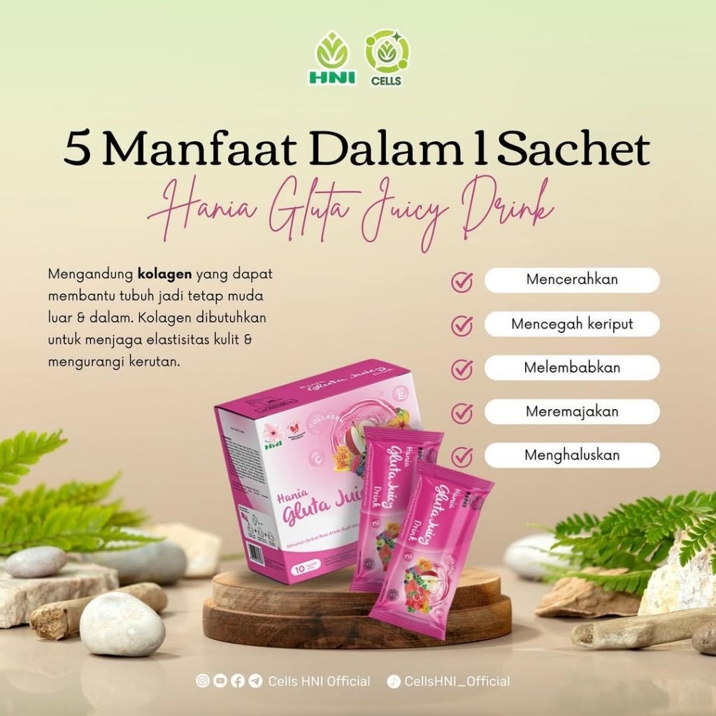 [HNI OFFICIAL PANGLIMA YAMA] HANIA GLUTA JUICY DRINK HNI ORIGINAL MINUMAN KOLAGEN MENCERAHKAN ANTI A