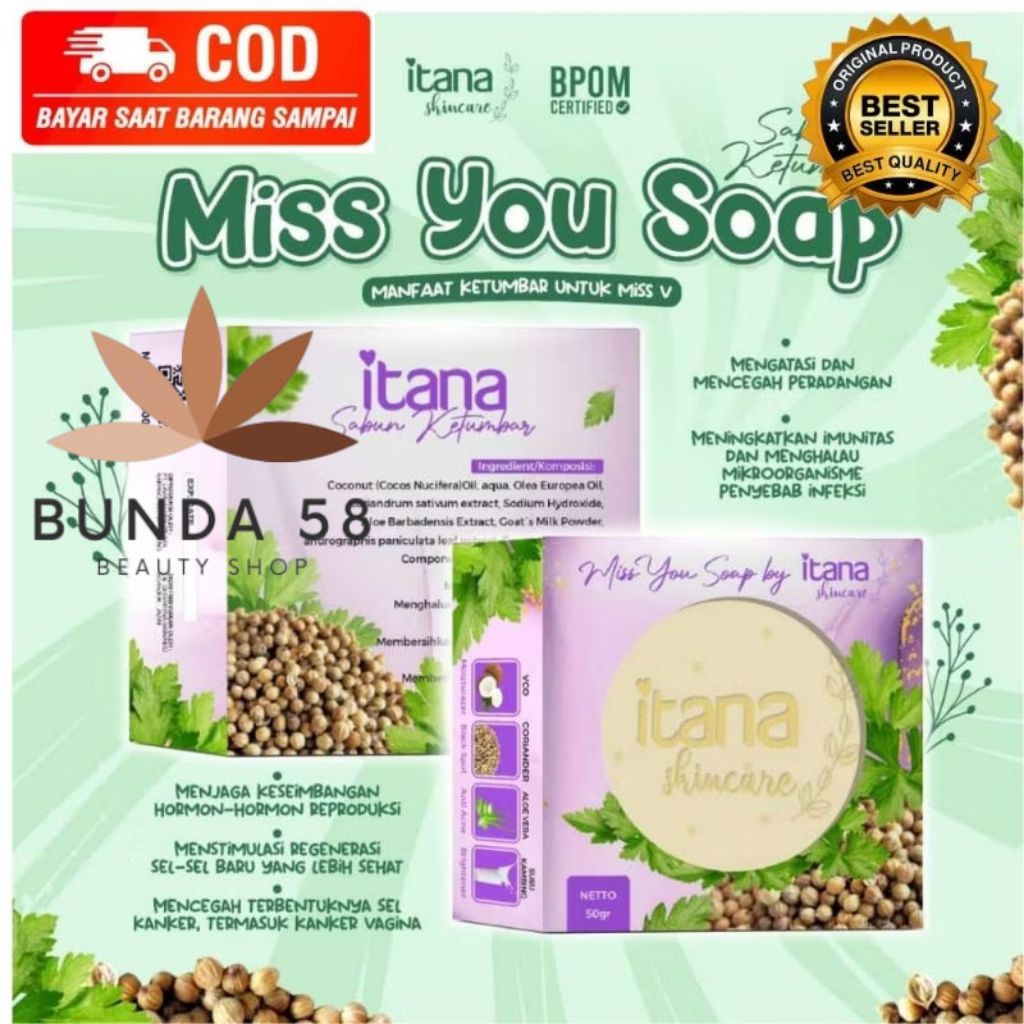 ITANA SKINCARE SABUN ITANA KETUMBAR PEMUTIH BADAN BPOM ORI FREE GIFT