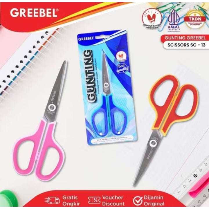 

( 1 BIJI ) GREEBEL Gunting Sedang Scissor (GUNTING SC-13) / Gunting Stainless / Anti Karat Nyaman Digenggam