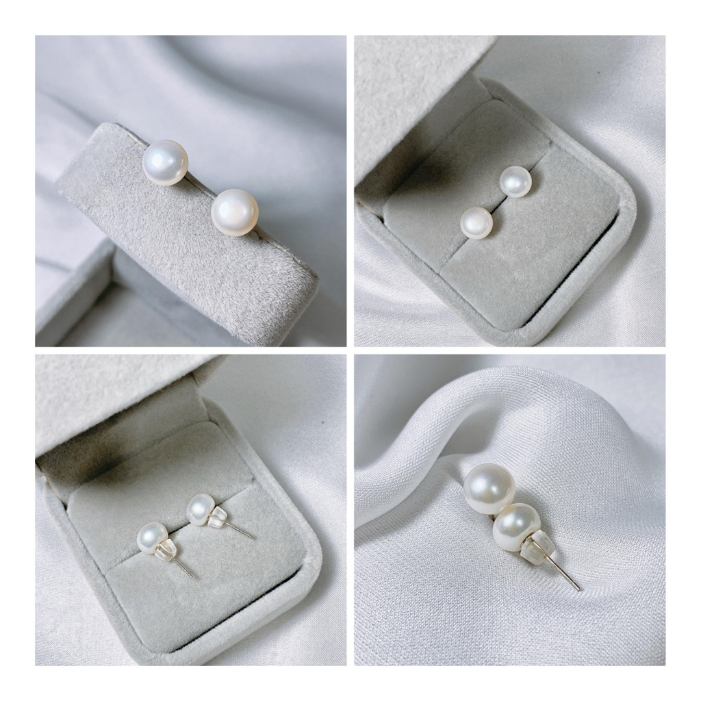 Perak 925 Gratis Sertifikat Giwang Tusuk Mutiara Asli - Stud Mutiara Bahan Perak - Anting Bhayangkar