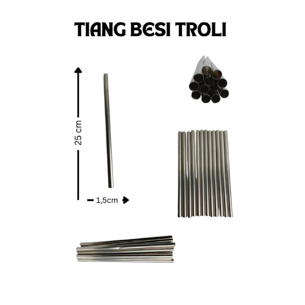 MAMASOO Sparepart Tiang Rak Troli Besi Stainles Anti Karat Panjang Tiang 25 Cm [Set Isi 12 Batang]